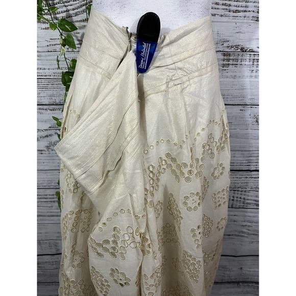 Nygard Skirt Plus 24 Ivory Gold Eyelet Knee Wedding Cocktail Church Modest Slim - Picture 12 of 14